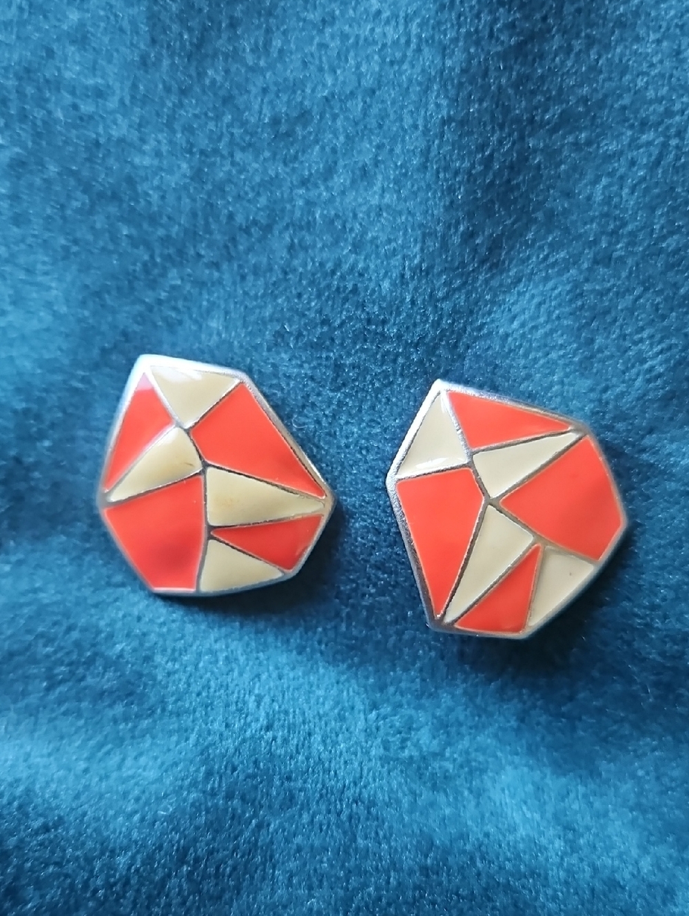 Vintage Monet Geometric Enamel Stud Earrings